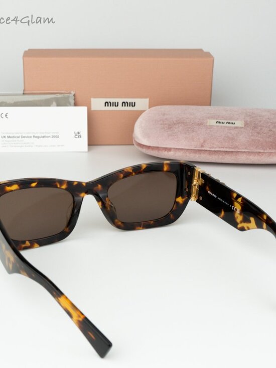 Miu Miu Women Sunglasses Havana Brown Rectangle MU09WS GLIMPSE VAU06B BRAND NEW